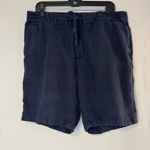 Vince Mens Blue Drawstring Hemp Bermuda Shorts Size XL